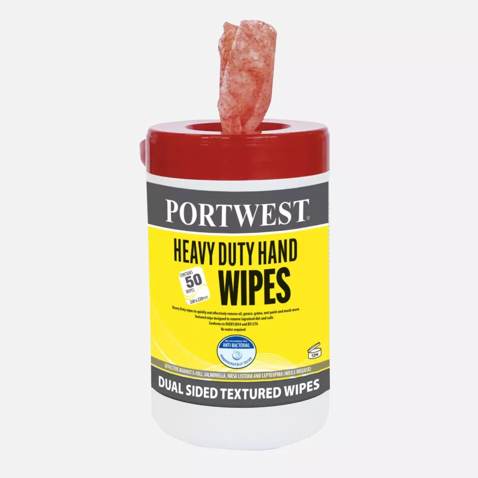 Portwest IW30ORR, Heavy Duty Hand Wipes (80 Wipes), Orange, image 1, gallery thumbnail