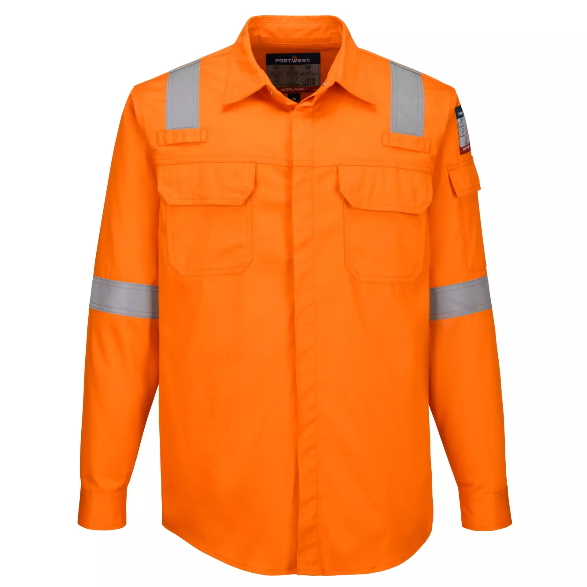 Portwest FR720ORR, Bizflame Work Lightweight Anti-Static FR Shirt, Orange, image 1