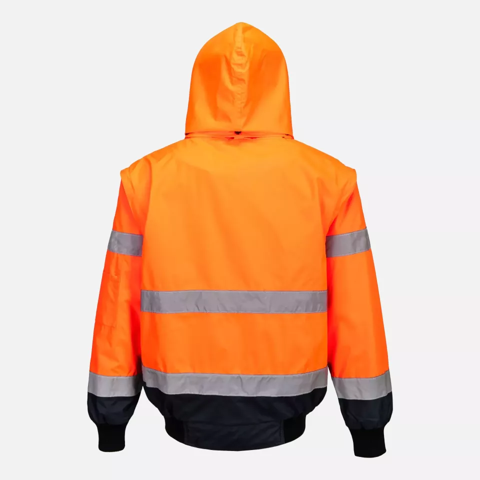 Portwest C465ONR, Hi-Vis 3-in-1 Contrast Bomber Jacket, Orange/Navy, image 2, gallery thumbnail