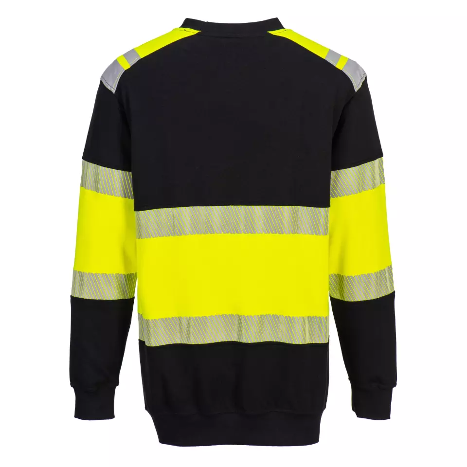 Portwest FR716YBR, PW3 FR Modaflame Hi-Vis Class 1 Sweatshirt, Yellow/Black, image 2, gallery thumbnail
