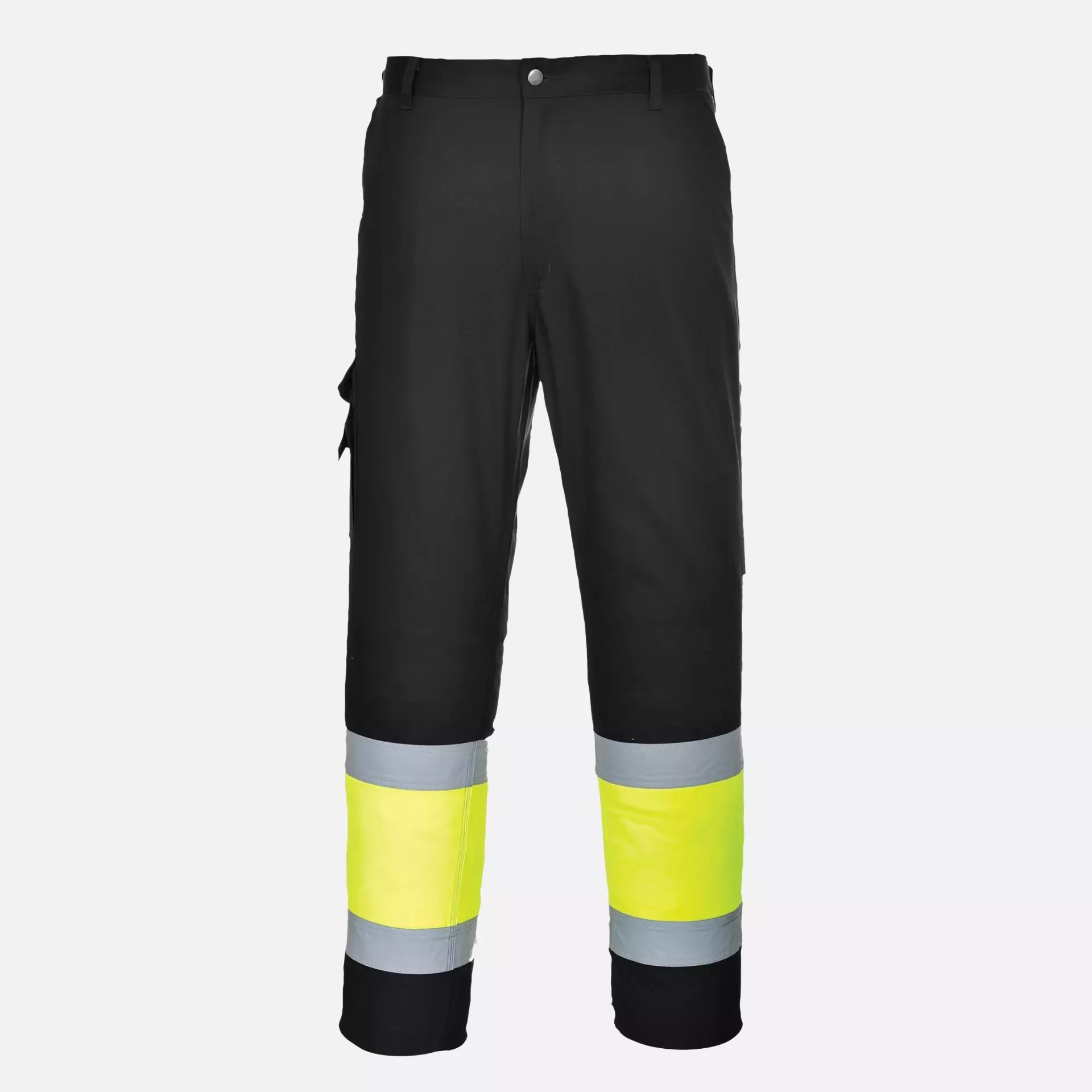 Portwest L049YBR, Hi-Vis Lightweight Contrast Class 1 Service Trousers, Yellow/Black, image 1
