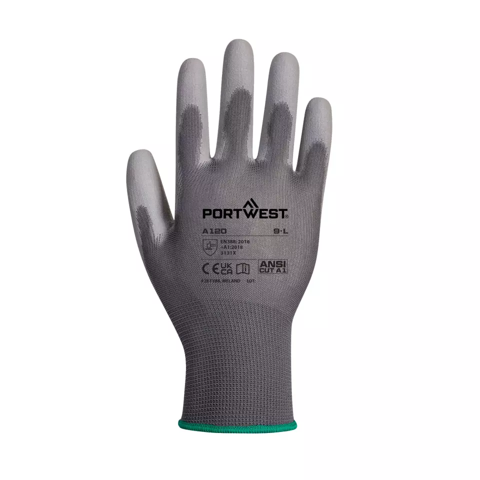 Portwest A120GRR, PU Palm Glove, Grey, image 1, gallery thumbnail