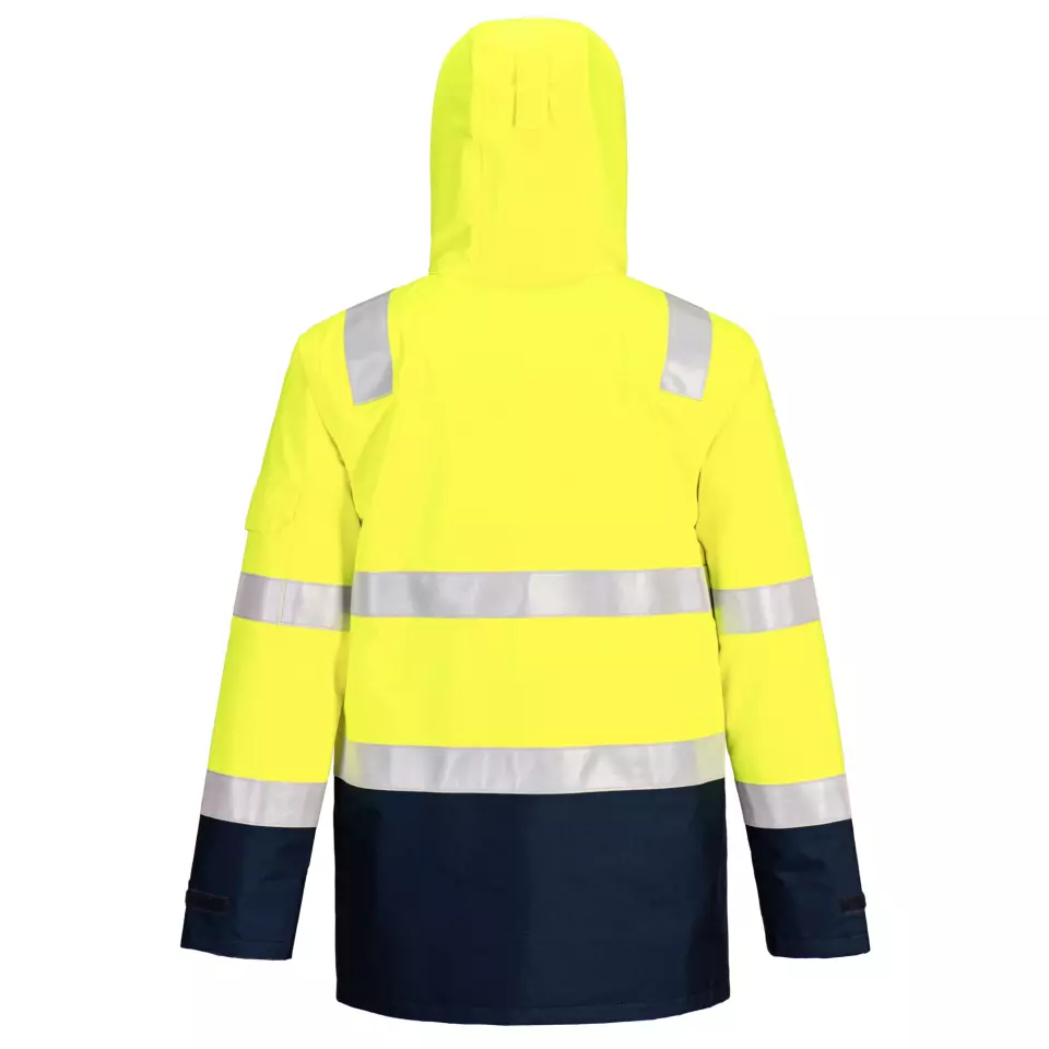 Portwest FR605YNR, Bizflame Rain+ Hi-Vis Light Arc FR Jacket, Yellow/Navy, image 2, gallery thumbnail