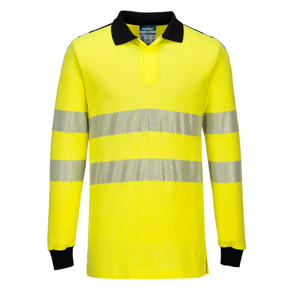Portwest FR702YBR, PW3 FR Modaflame Hi-Vis Polo Shirt, Yellow/Black, image 1, gallery thumbnail