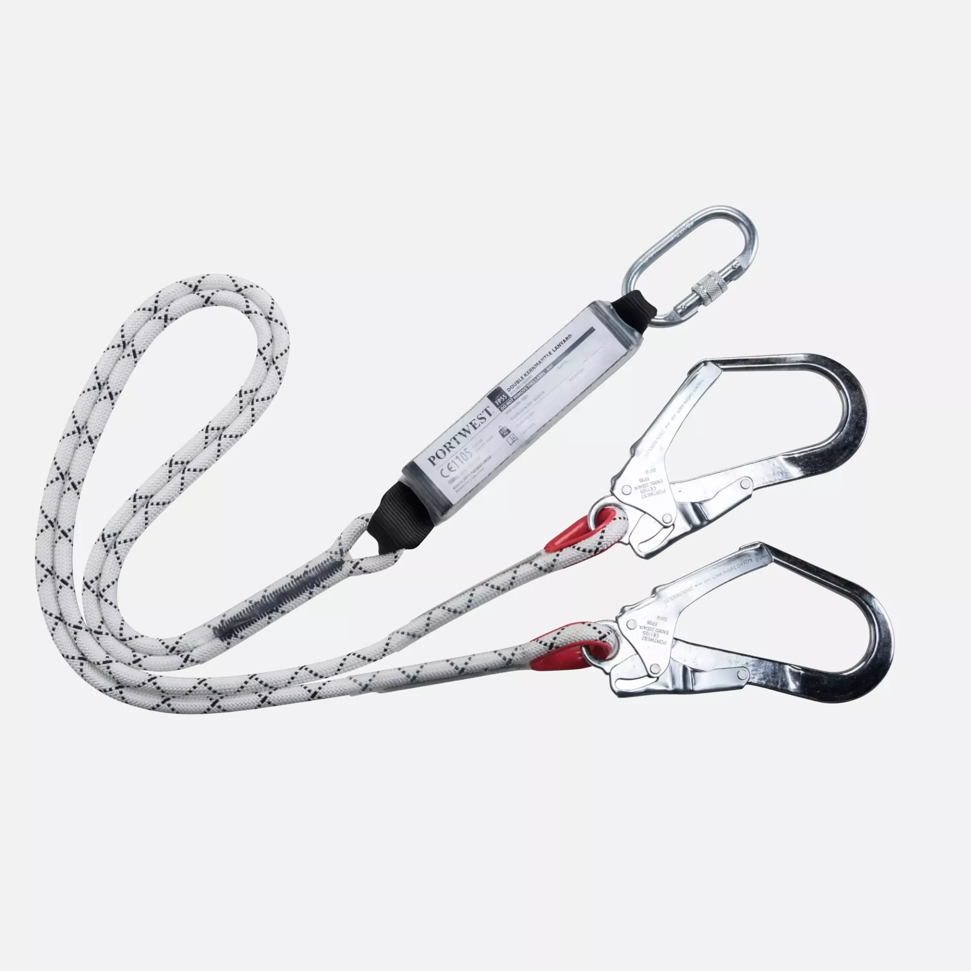 Portwest FP55WHR, Double Kernmantle 1.8m Lanyard With Shock Absorber, White, image 1