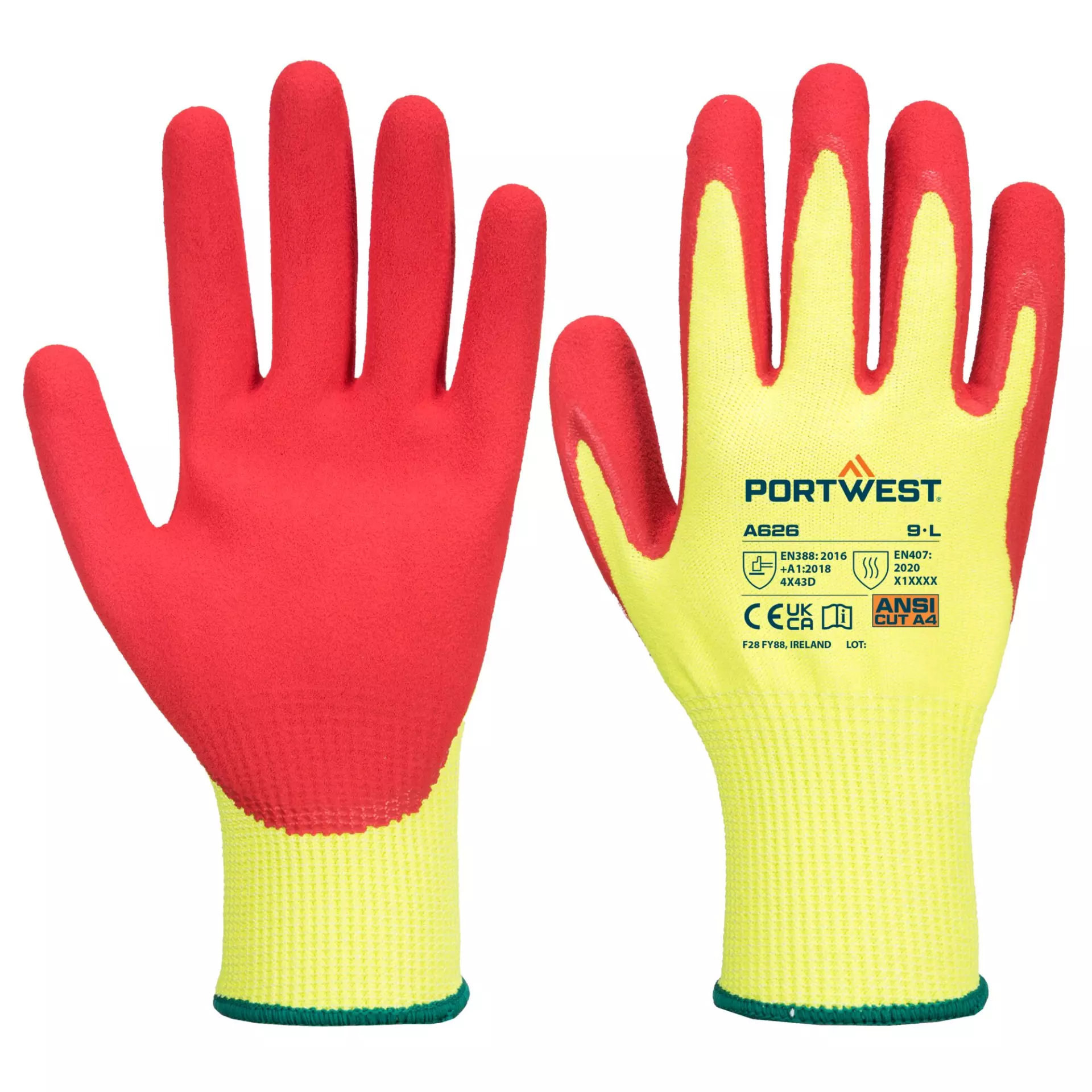 Portwest A626Y5R, Vis-Tex Cut D13 Nitrile Glove, Yellow/Red, image 3