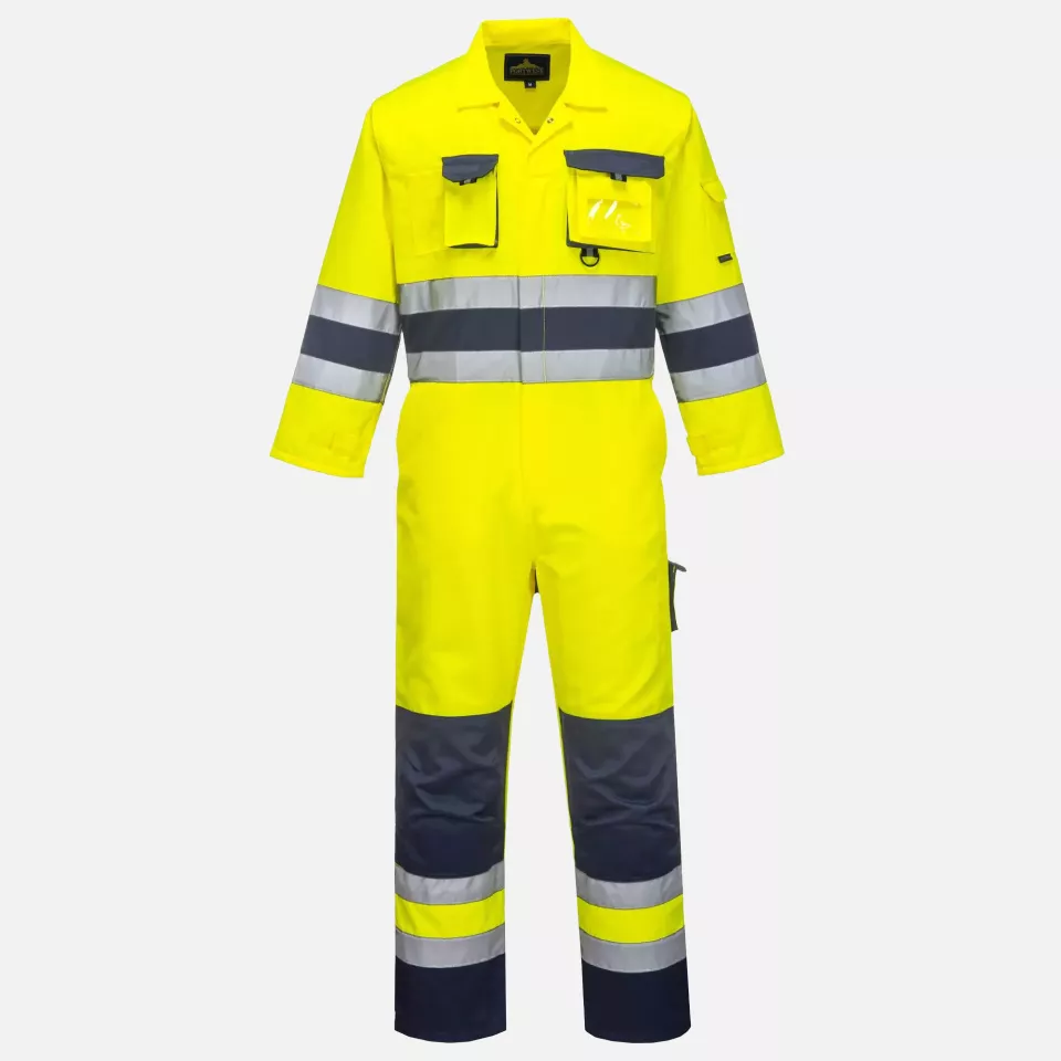 Portwest TX55YNR, Nantes Hi-Vis Contrast Work Coverall, Yellow/Navy, image 1, gallery thumbnail
