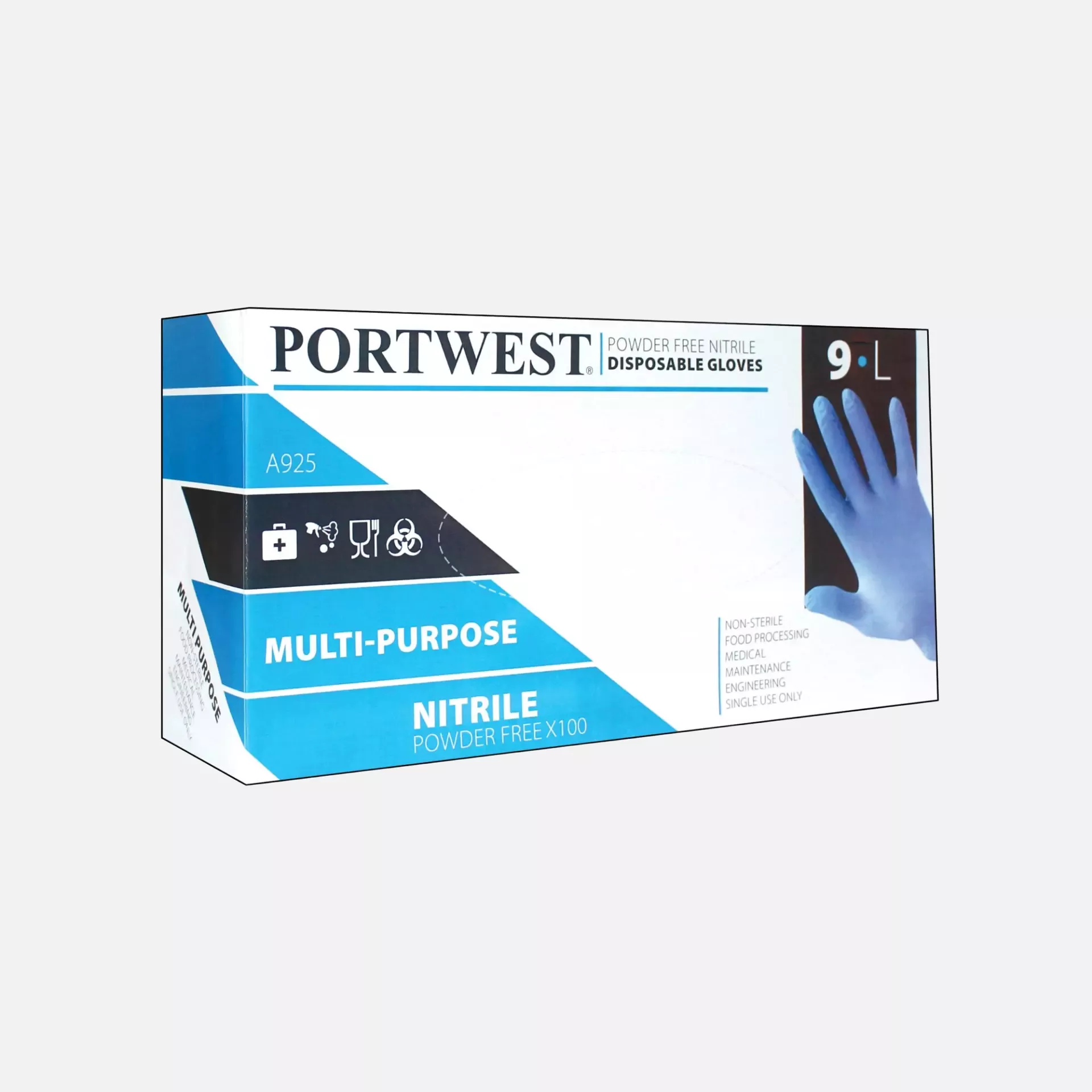 Portwest A925BLU, Powder Free Nitrile Disposable Glove, Blue, image 3
