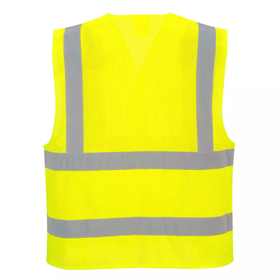 Portwest C494YER, Hi-Vis Half Mesh Two Band Vest, Yellow, image 4, gallery thumbnail