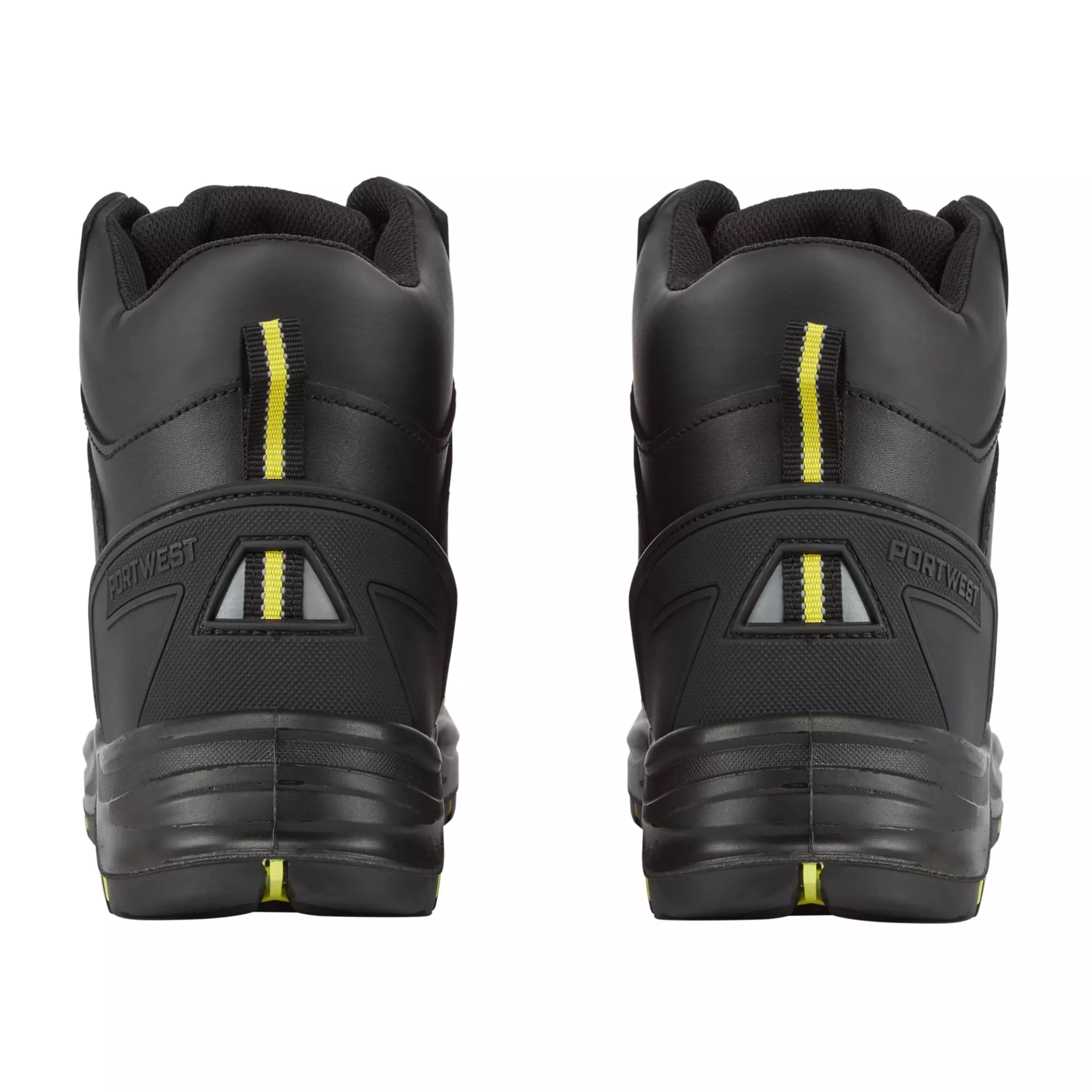 Portwest FC18BKY, Composite Action Leather Mid Boot S3S ESD HRO SR SC FO, Black/Yellow, image 2