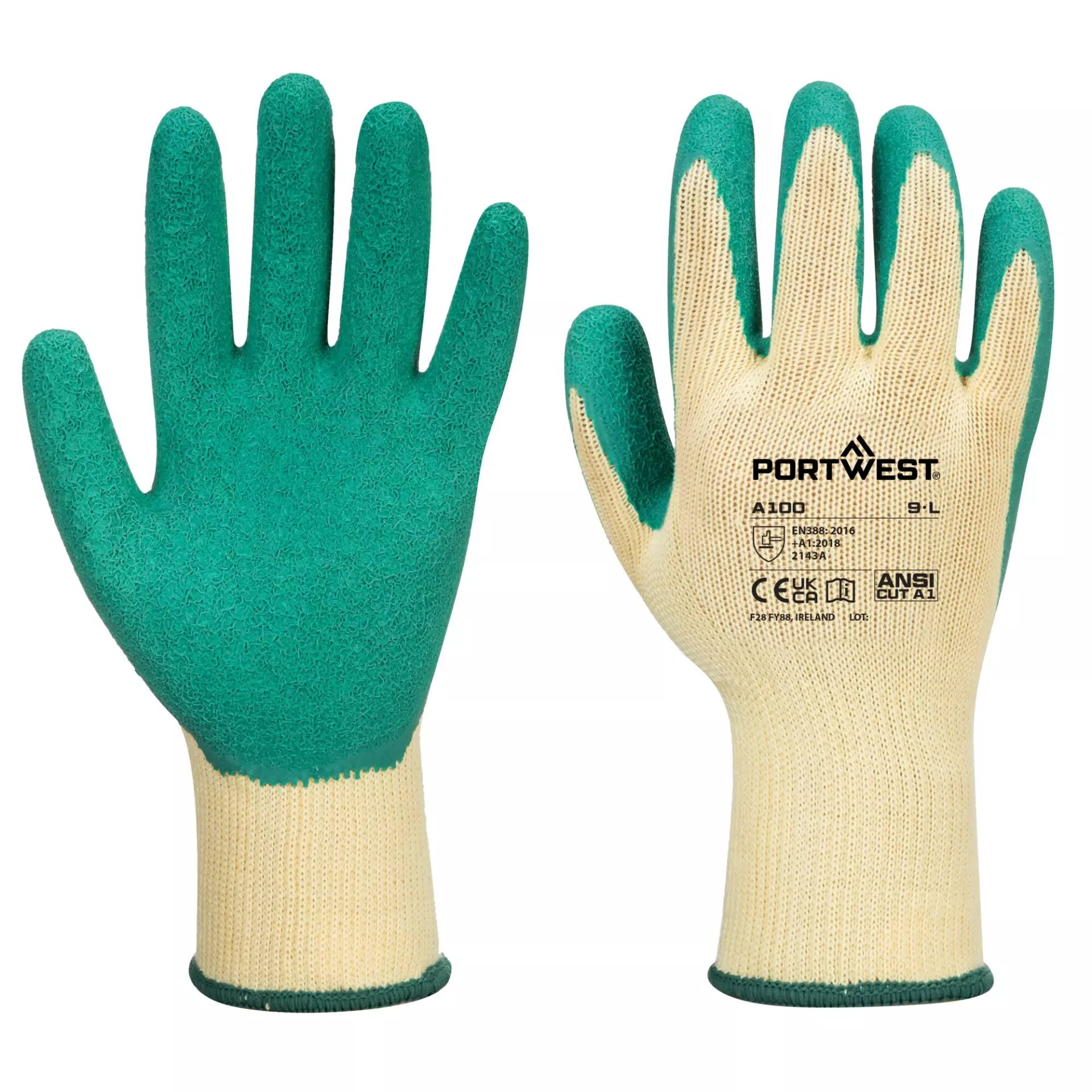 Portwest A100GNR, Grip Glove - Latex, Green, image 3