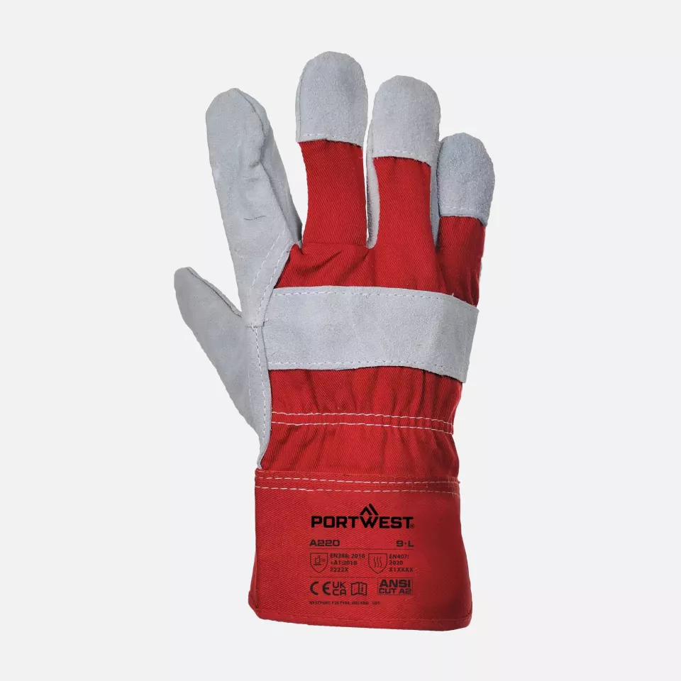 Portwest A220RER, Premium Chrome Rigger Glove, Red, image 1, gallery thumbnail