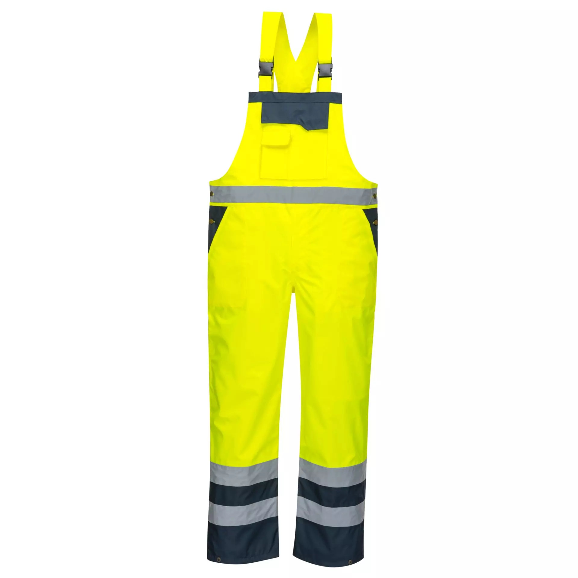 Portwest S488YNR, Hi-Vis Breathable Contrast Rain Bib and Brace, Yellow/Navy, image 1