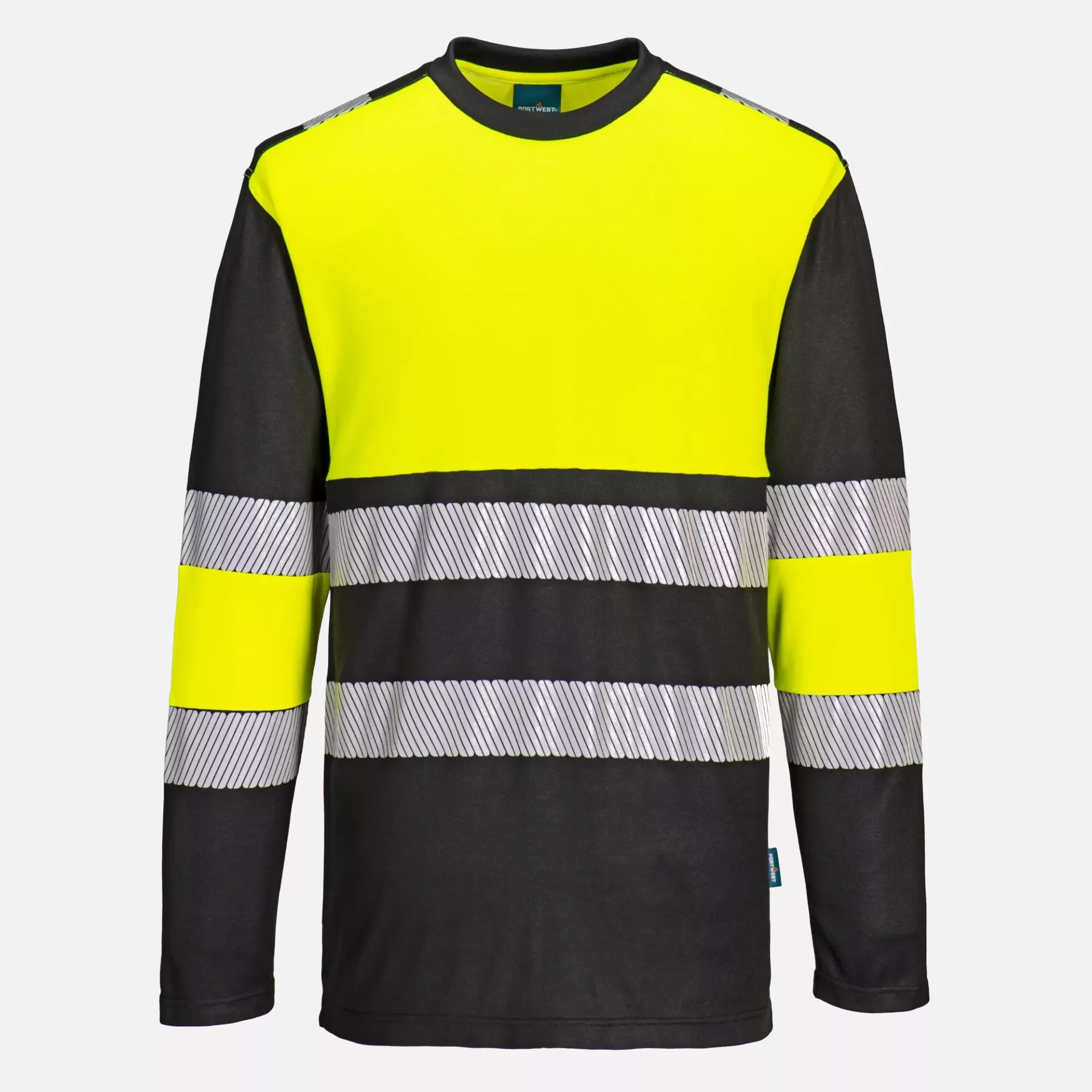 Portwest PW312YBR, PW3 Hi-Vis Cotton Comfort Class 1 T-Shirt L/S, Yellow/Black, image 1