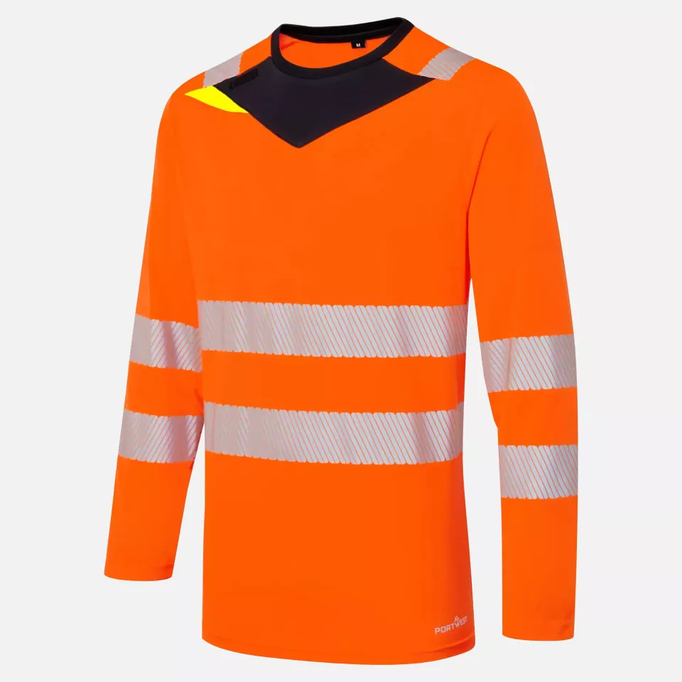Portwest DX416OBR, DX4 Hi-Vis T-Shirt L/S, Orange/Black, image 3, gallery thumbnail