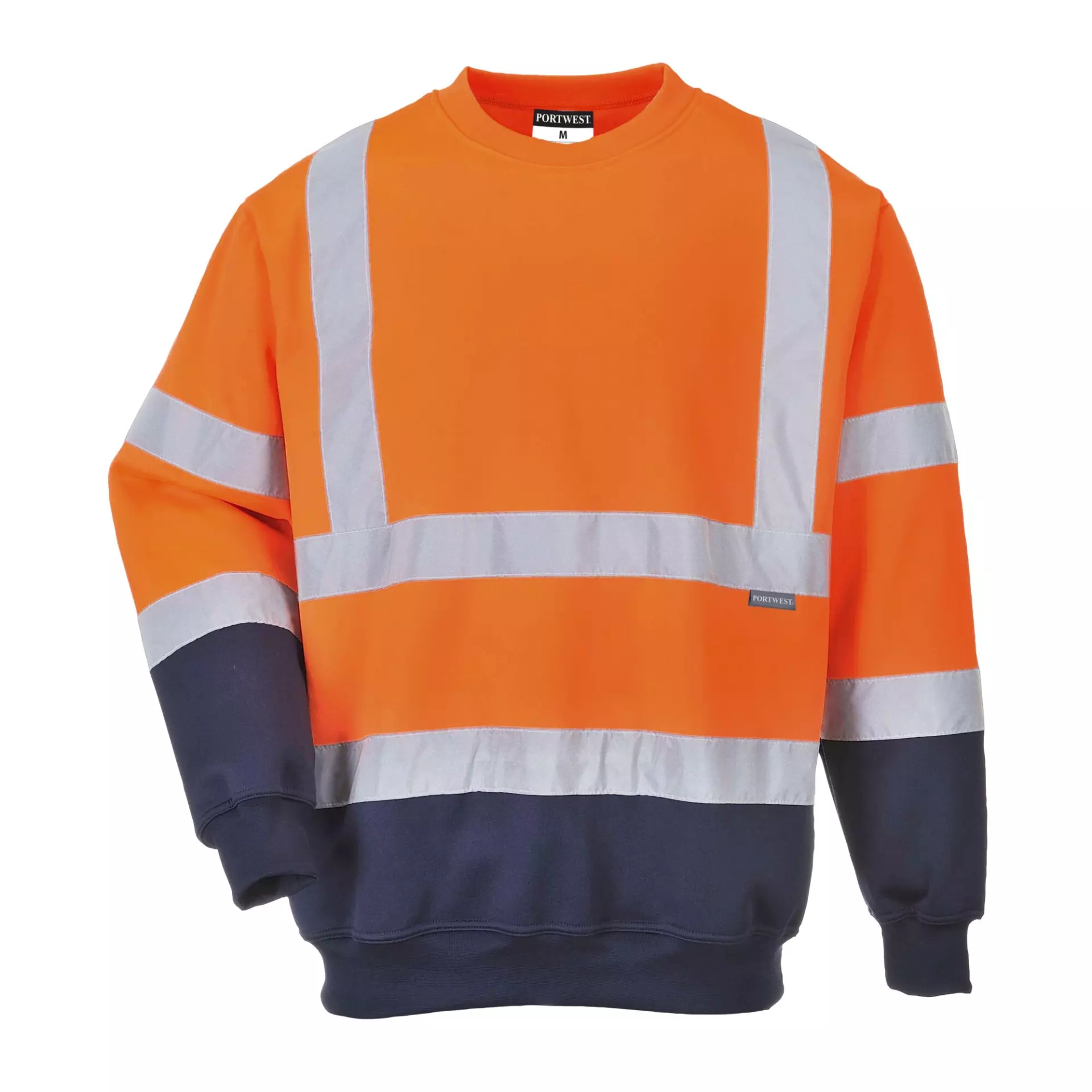 Portwest B306ONR, Hi-Vis Contrast Sweatshirt, Orange/Navy, image 1