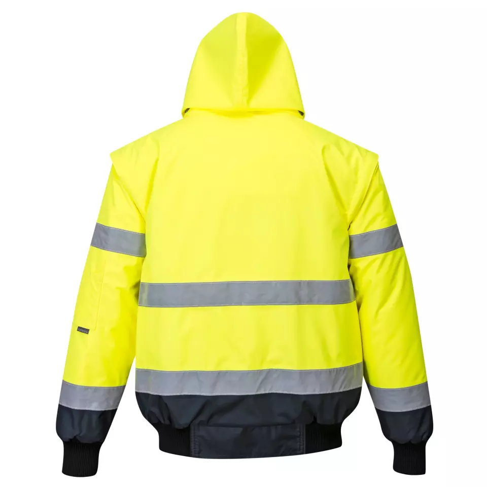 Portwest C465YNR, Hi-Vis 3-in-1 Contrast Bomber Jacket, Yellow/Navy, image 2, gallery thumbnail