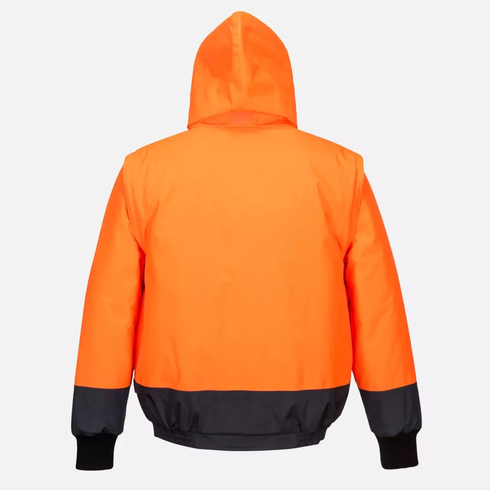 Portwest C464ONR, Hi-Vis 2-in-1 Contrast Essential Lite Bomber Jacket, Orange/Navy, image 3, gallery thumbnail