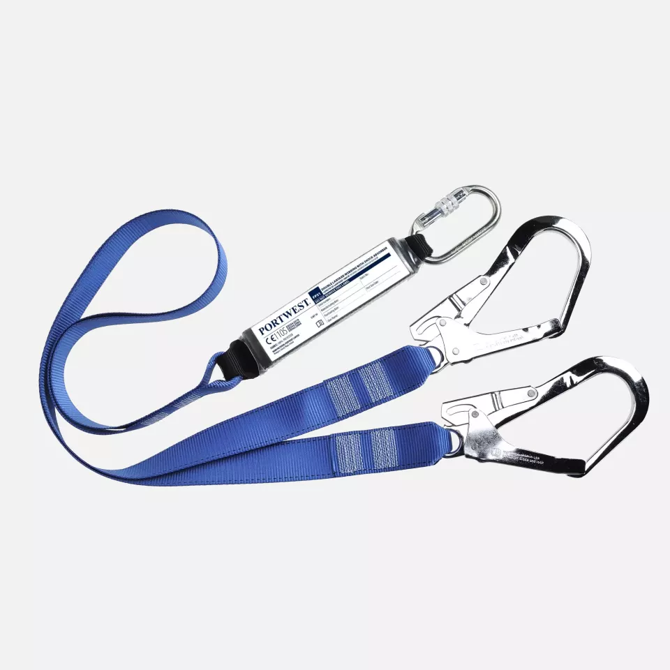 Portwest FP51RBR, Double Webbing 1.8m Lanyard With Shock Absorber, Royal Blue, image 1, gallery thumbnail