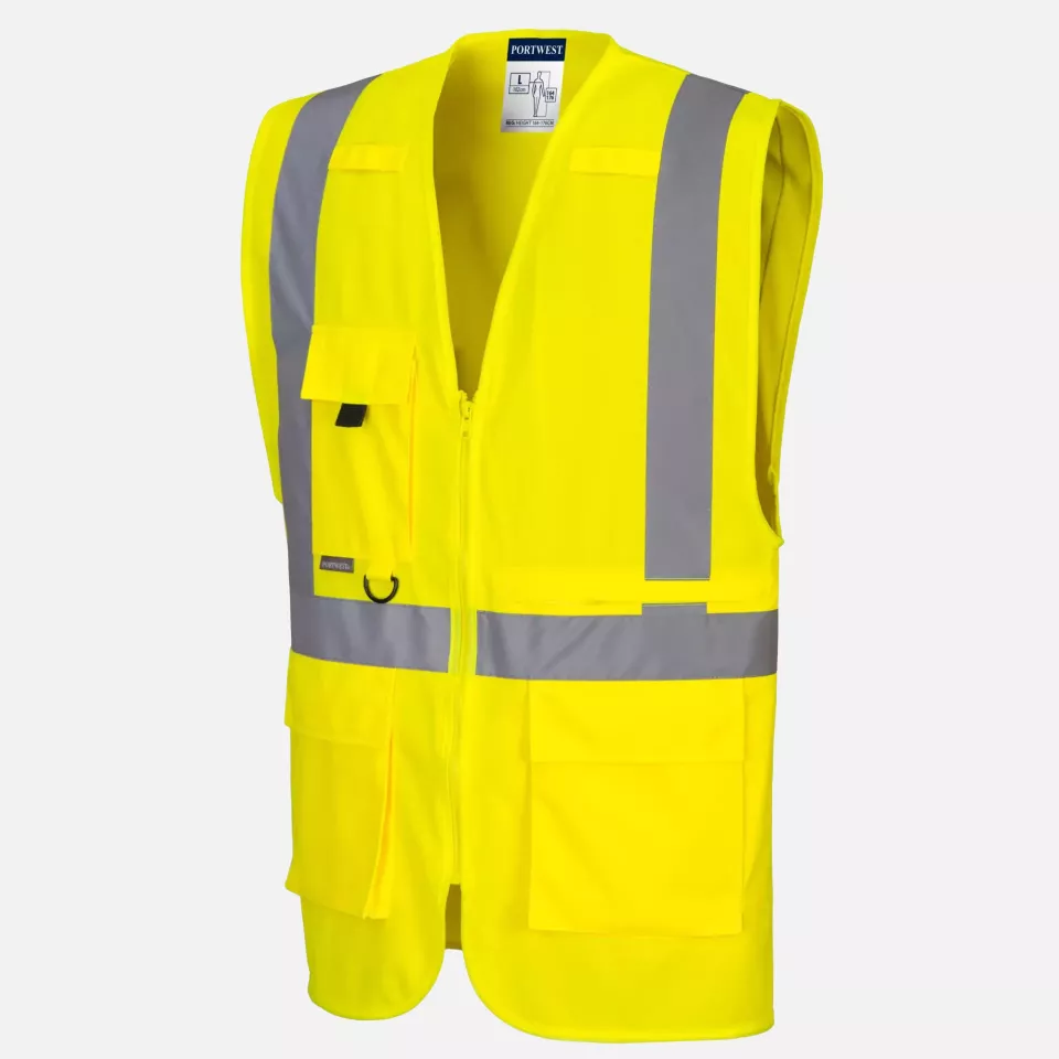 Portwest C357YER, Hi-Vis Tablet Pocket Executive Vest, Yellow, image 4, gallery thumbnail