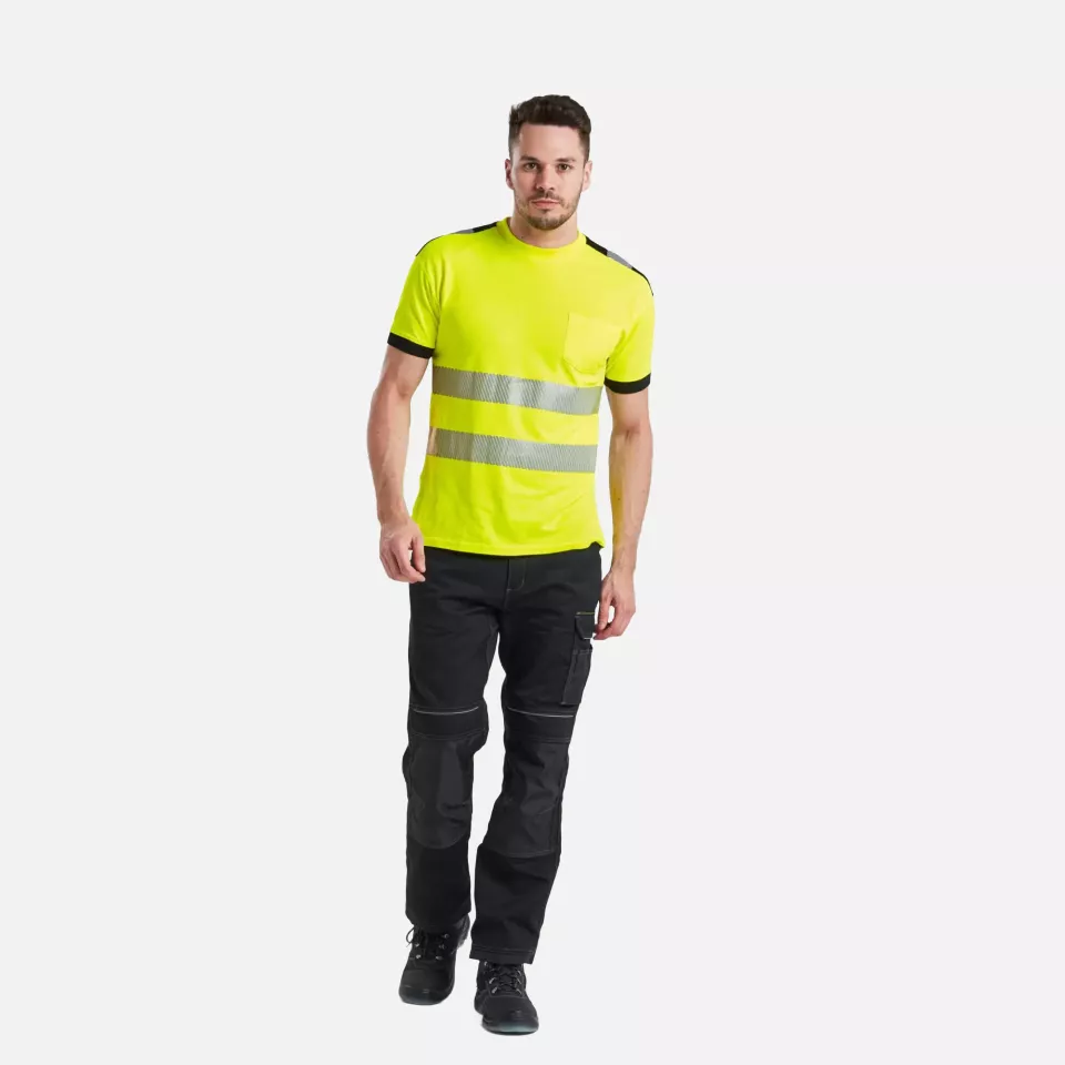 Portwest T181YBR, PW3 Hi-Vis Cotton Comfort T-Shirt S/S, Yellow/Black, image 4, gallery thumbnail