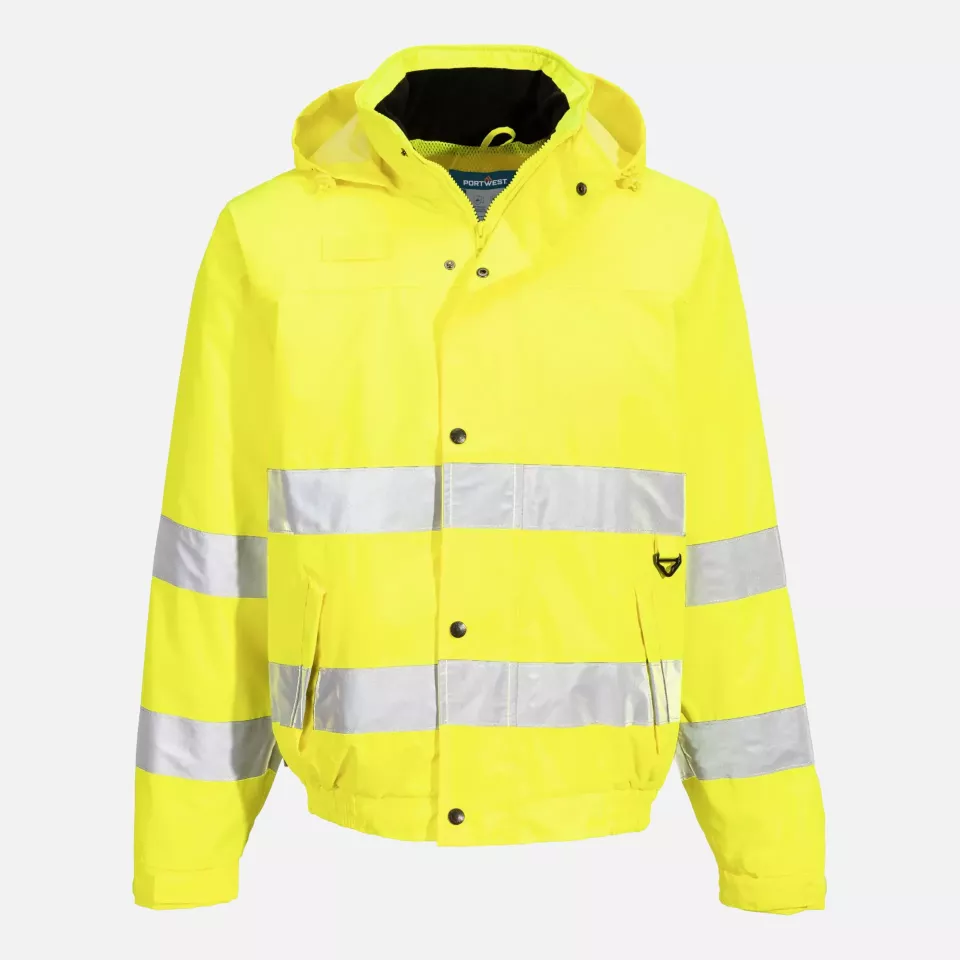 Portwest S161YER, Hi-Vis Rain Lite Bomber Jacket, Yellow, image 3, gallery thumbnail