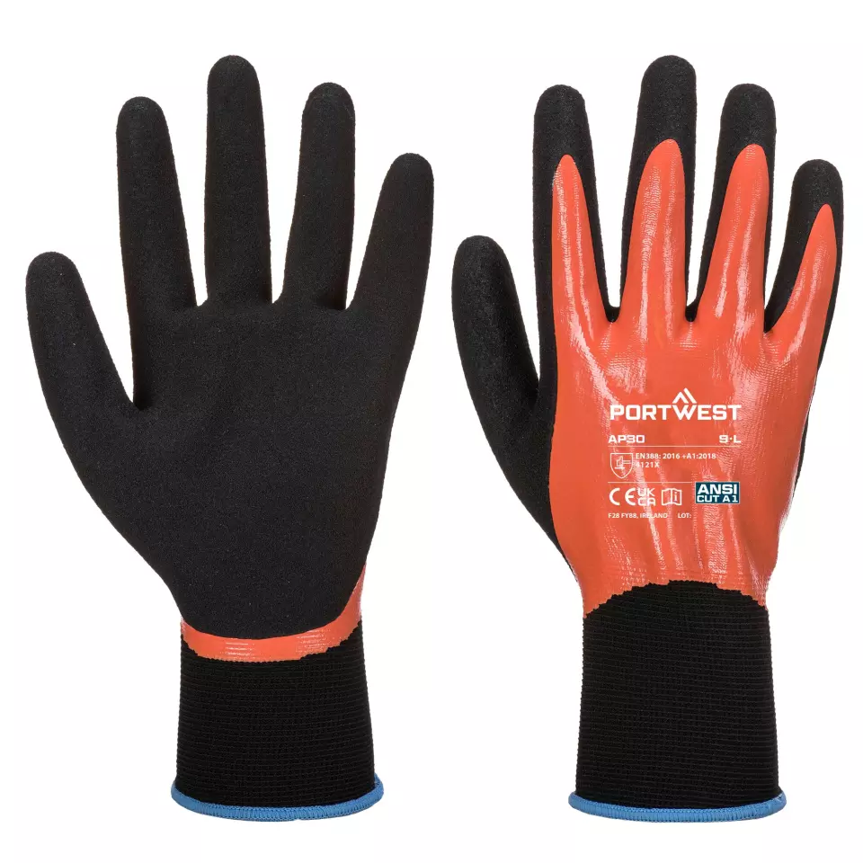 Portwest AP30O8R, Dermi Pro Glove, Orange/Black, image 3, gallery thumbnail