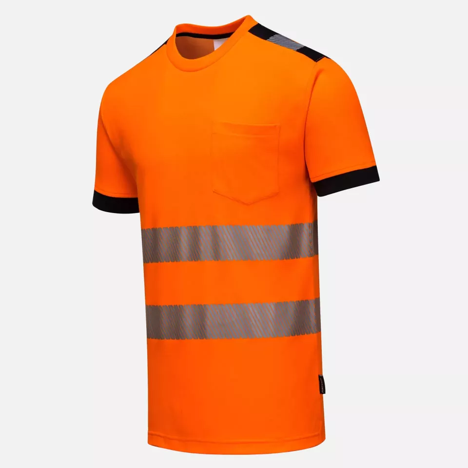 Portwest T181OBR, PW3 Hi-Vis Cotton Comfort T-Shirt S/S, Orange/Black, image 6, gallery thumbnail