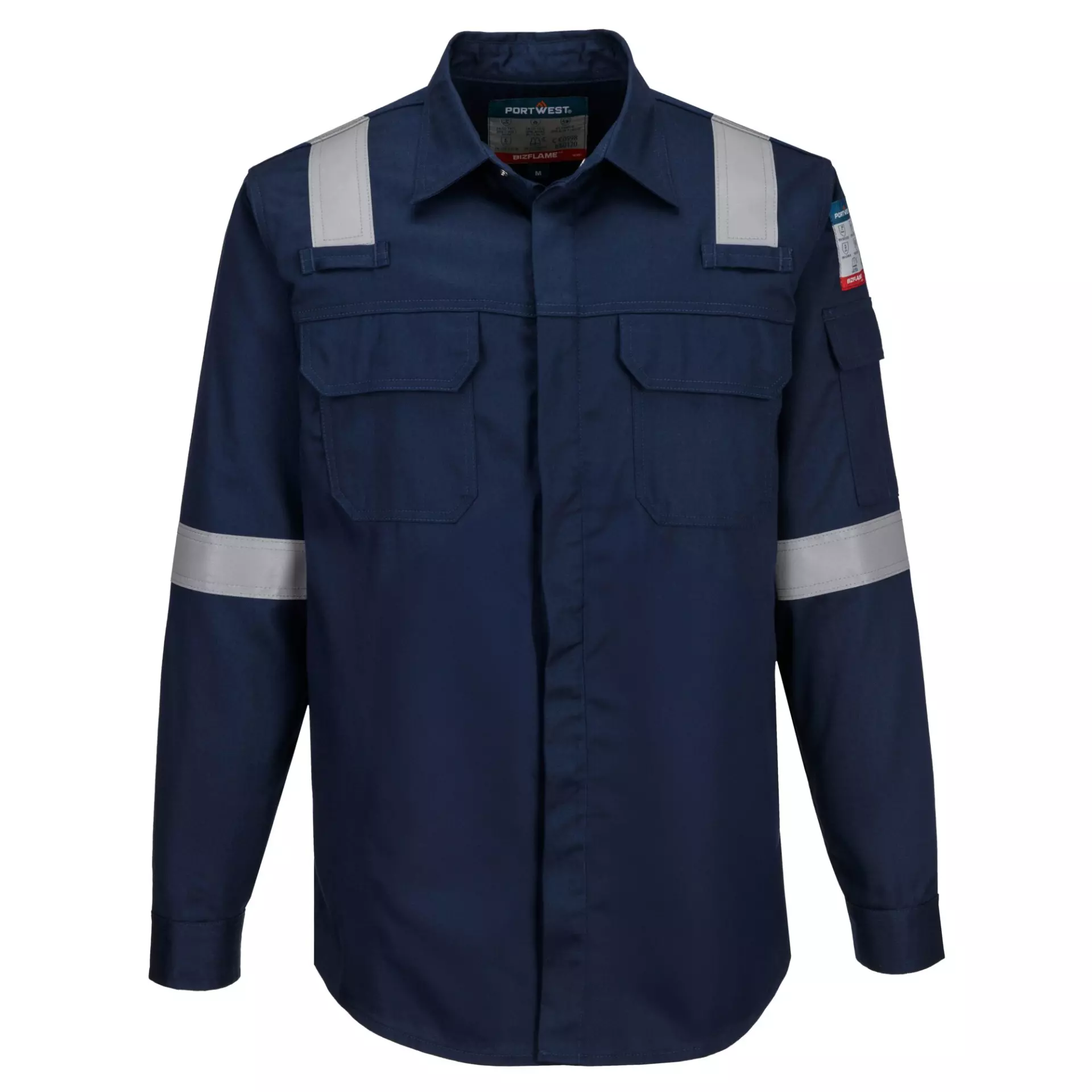 Portwest FR720NAR, Bizflame Work Lightweight Anti-Static FR Shirt, Navy, image 1