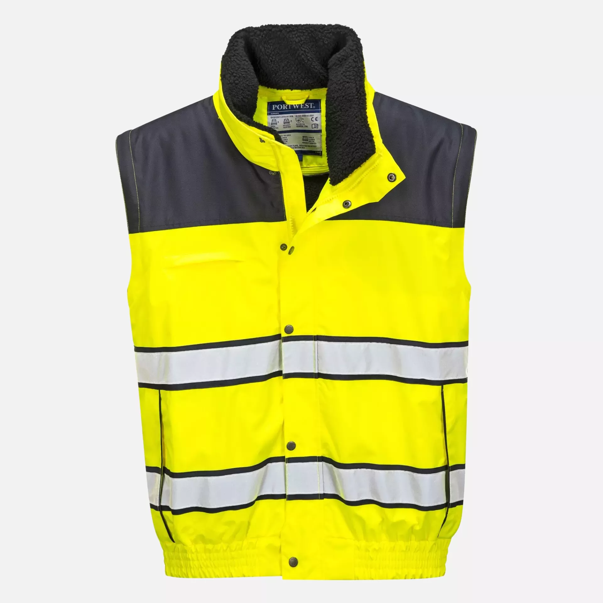Portwest C466YNR, Hi-Vis 3-in-1 Contrast Winter Bomber Jacket, Yellow/Navy, image 2