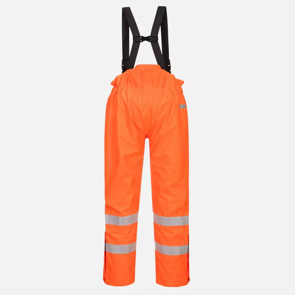 Portwest S781ORR, Bizflame Rain Lined Hi-Vis Antistatic FR Trousers, Orange, image 2, gallery thumbnail