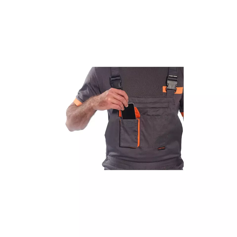 Portwest TX12GRR, Texo Contrast Bib and Brace, Grey, image 6, gallery thumbnail