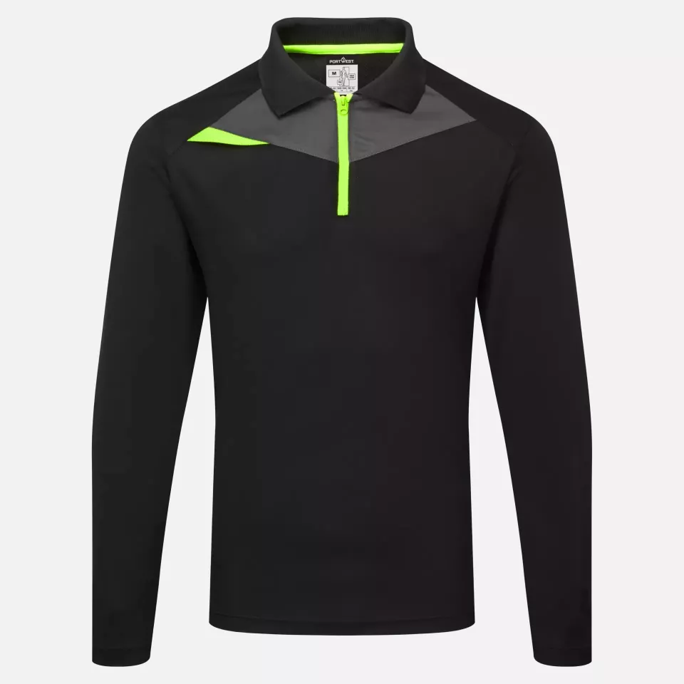 Portwest DX414BKR, DX4 Polo Shirt L/S, Black, image 1, gallery thumbnail