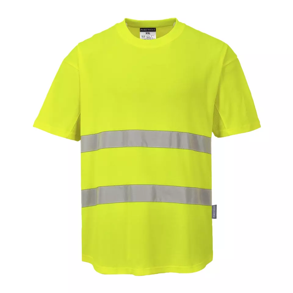 Portwest C394YER, Hi-Vis Cotton Comfort Mesh Insert T-Shirt S/S, Yellow