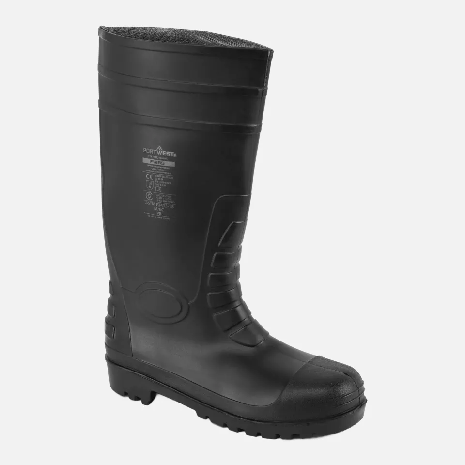 Portwest FW95BKR, Wellington Steel PVC S5 FO, Black, image 2, gallery thumbnail