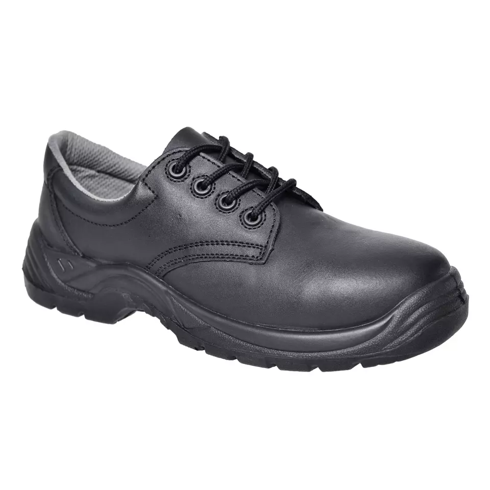 Portwest FC14BKR, Composite Action Leather Low Shoe S1P SRC, Black, image 1, gallery thumbnail