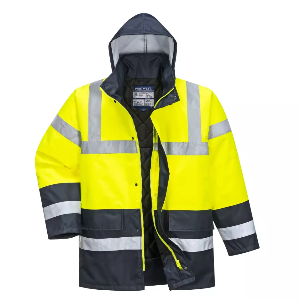 Portwest S466YER, Hi-Vis Contrast Winter Traffic Jacket, Yellow, image 1, gallery thumbnail