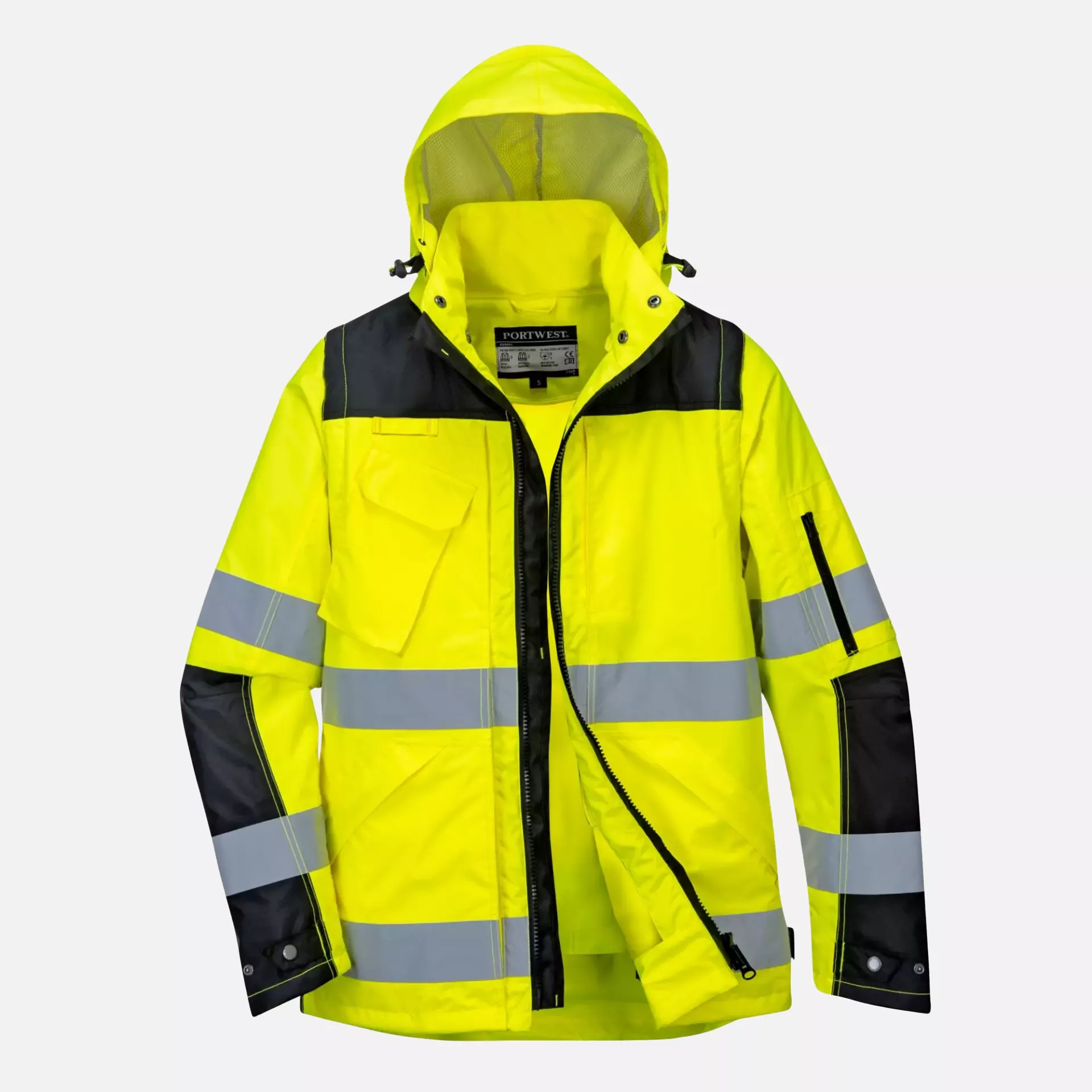 Portwest C469YBR, Hi-Vis 3-in-1 Contrast Winter Pro Jacket, Yellow/Black, image 4