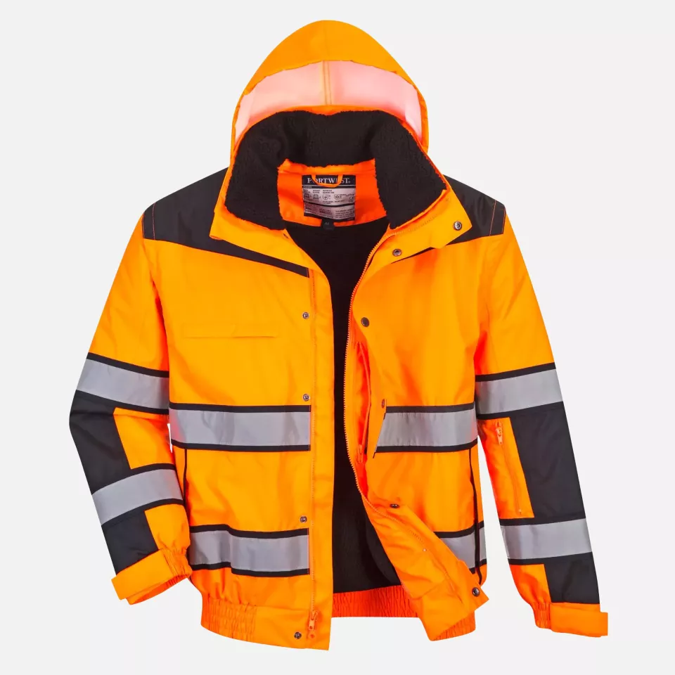 Portwest C466OBR, Hi-Vis 3-in-1 Contrast Winter Bomber Jacket, Orange/Black, image 2, gallery thumbnail