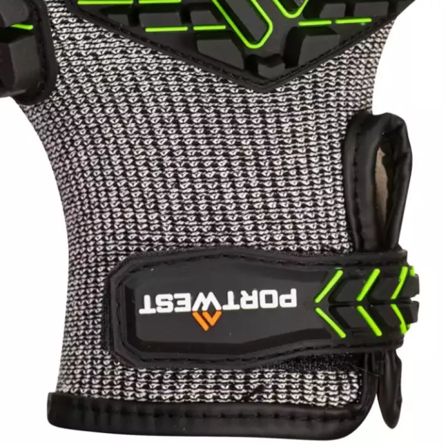 Der **Handgelenkriemen** sorgt für einen sicheren, verstellbaren Sitz, der bei jeder Tätigkeit nicht verrutscht.