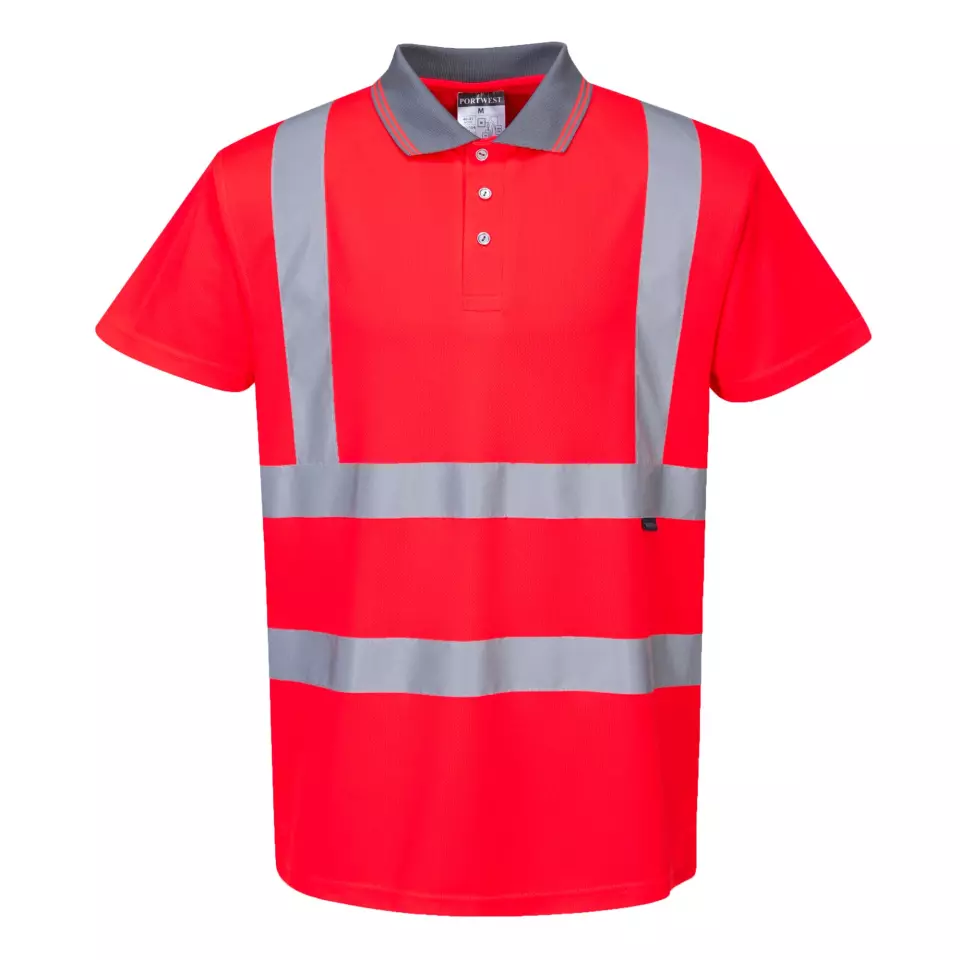 Portwest S477RER, Hi-Vis Polo Shirt S/S, Red, image 1, gallery thumbnail