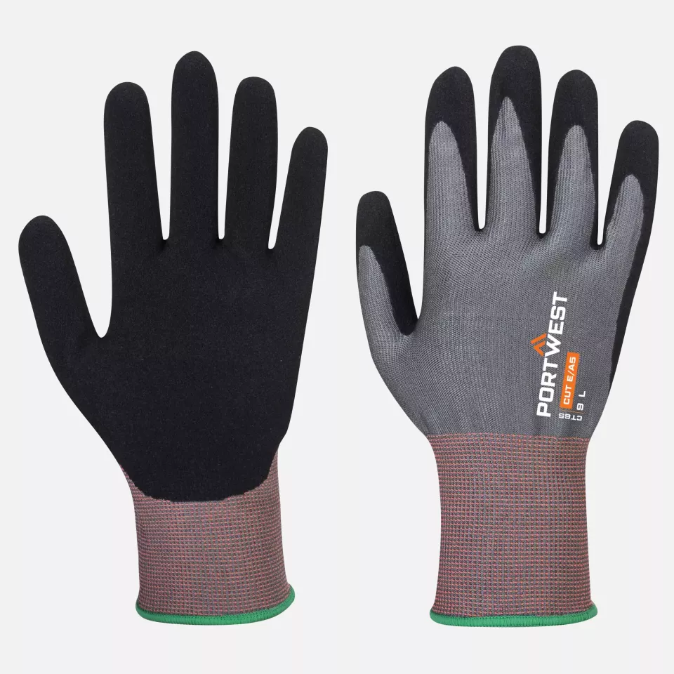 Portwest CT65G8R, CT Cut E15 Nitrile Glove, Grey/Black, image 3, gallery thumbnail