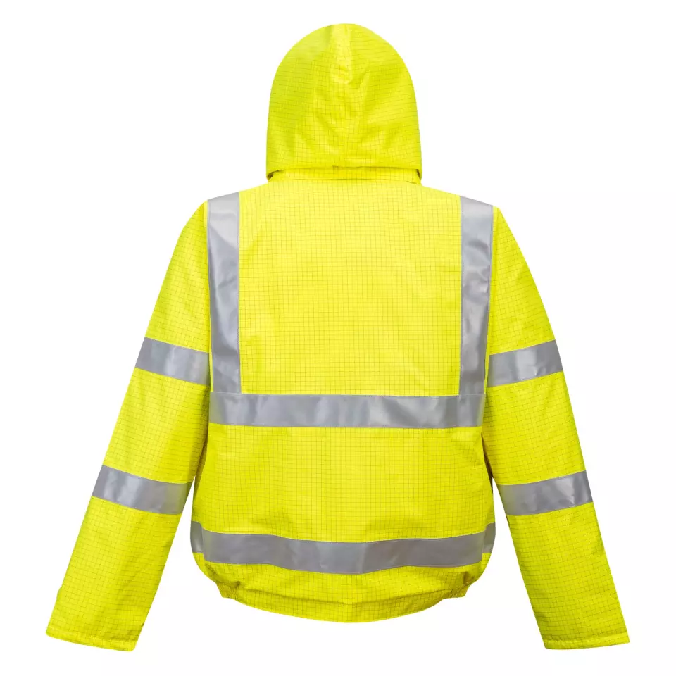 Portwest S773YER, Bizflame Rain Hi-Vis Antistatic FR Bomber Jacket, Yellow, image 4, gallery thumbnail
