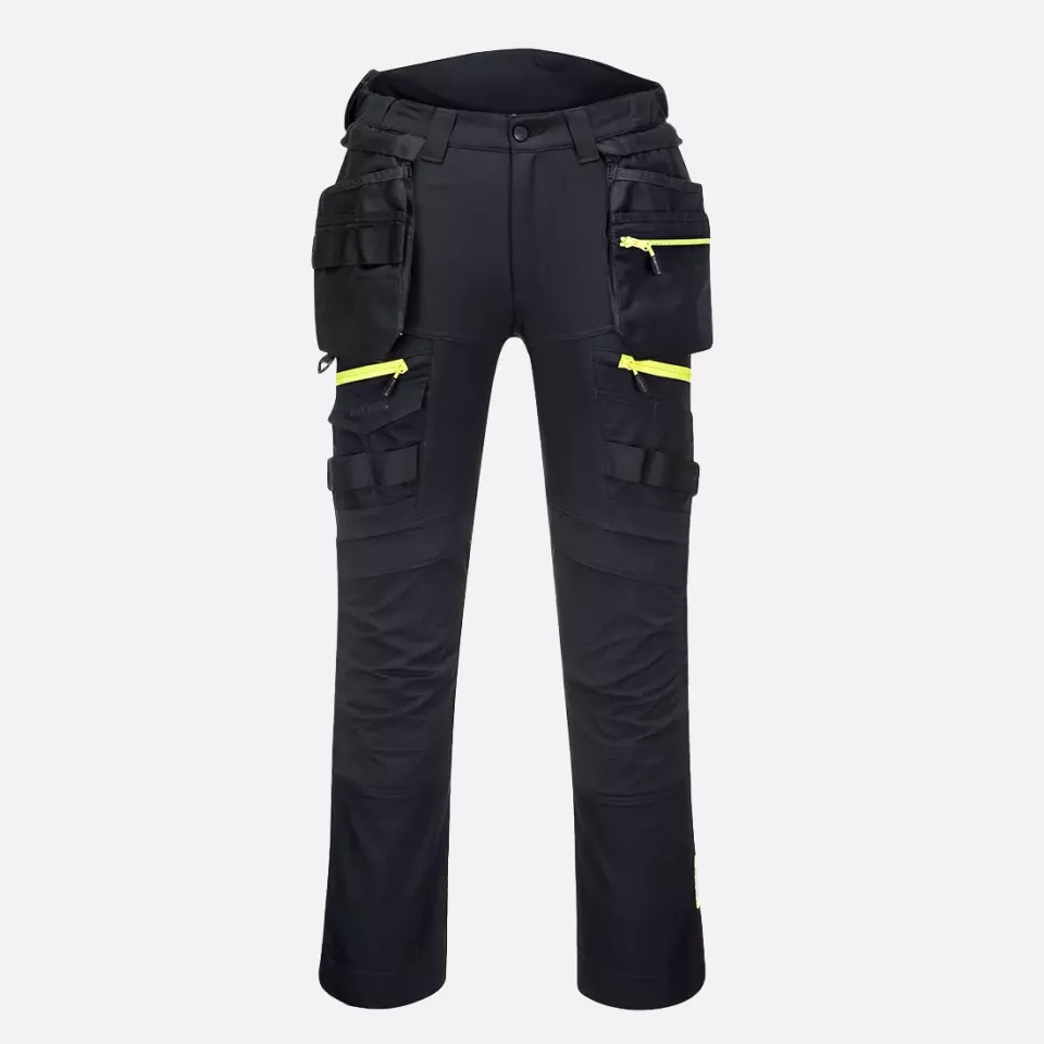 Portwest DX440BKR, DX4 Detachable Holster Pocket Trousers, Black, image 1, gallery thumbnail