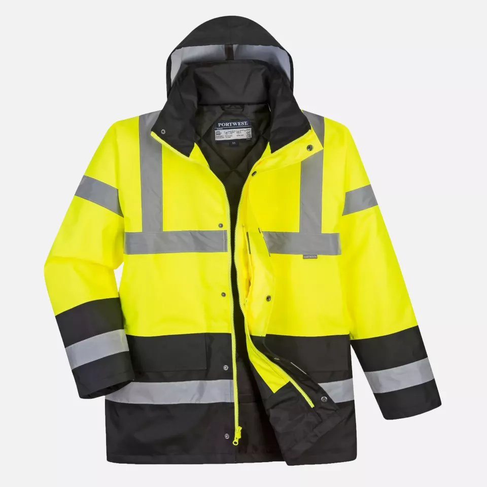 Portwest S466YBR, Hi-Vis Contrast Winter Traffic Jacket, Yellow/Black, image 2, gallery thumbnail
