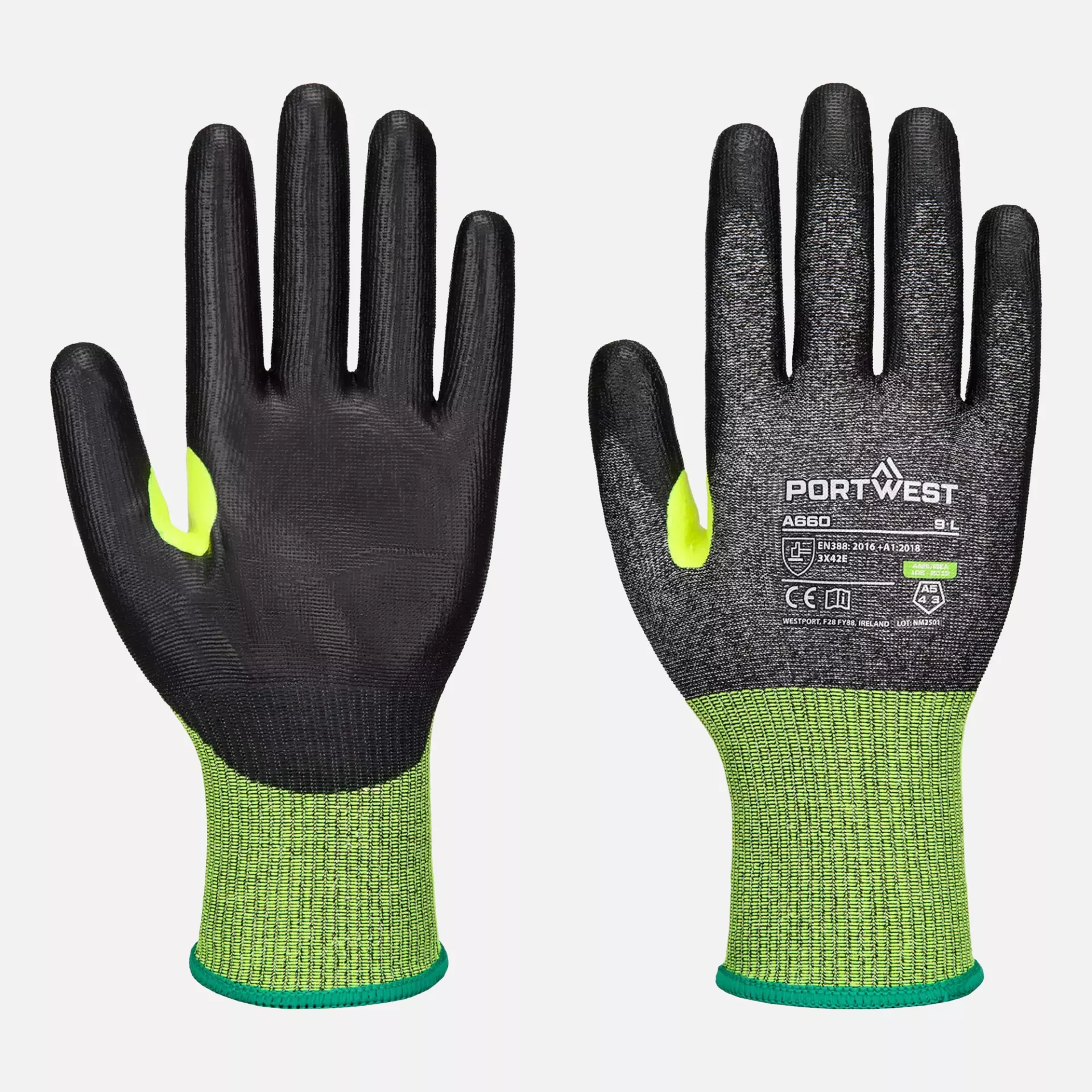 Portwest A660K8R, CS Cut E18 PU Glove, Black, image 1
