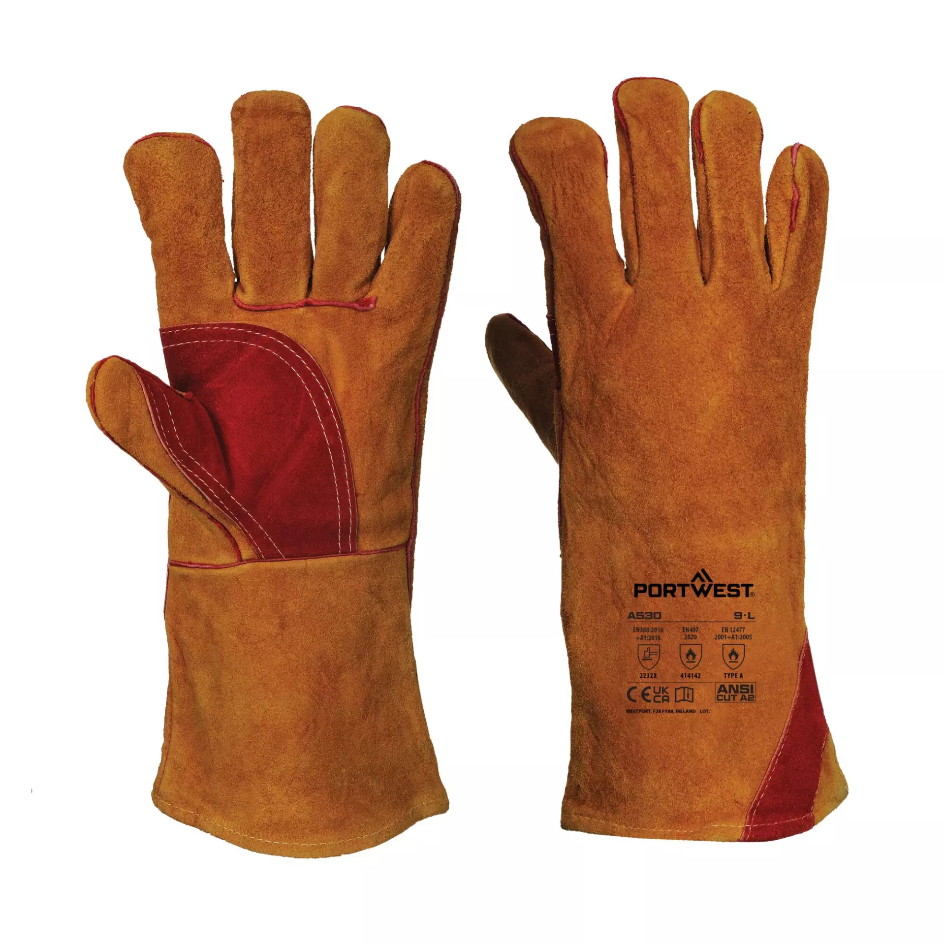 Portwest A530BRR, Reinforced Welding Gauntlet, Brown, image 3