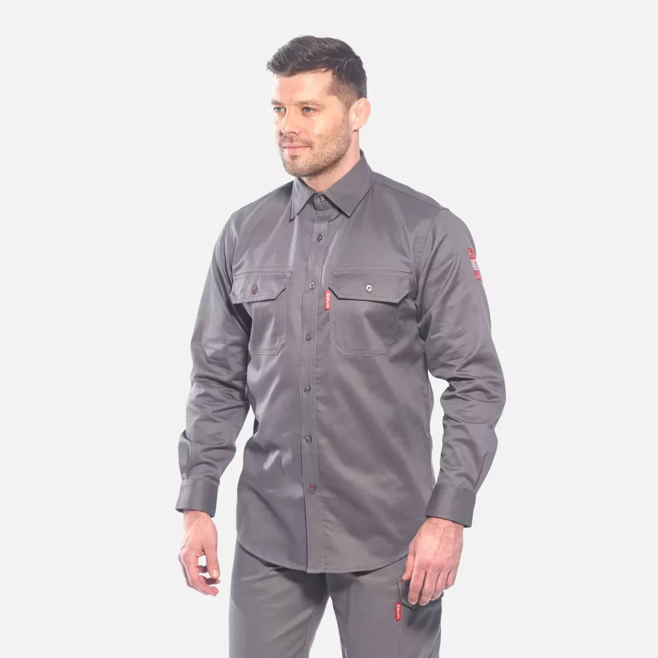 Portwest FR89GRR, Bizflame 88/12 FR Work Shirt, Grey, image 3, gallery thumbnail
