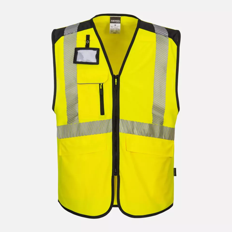 Portwest PW309YBR, PW3 Hi-Vis Executive Weste, Gelb/Schwarz, image 1, gallery thumbnail