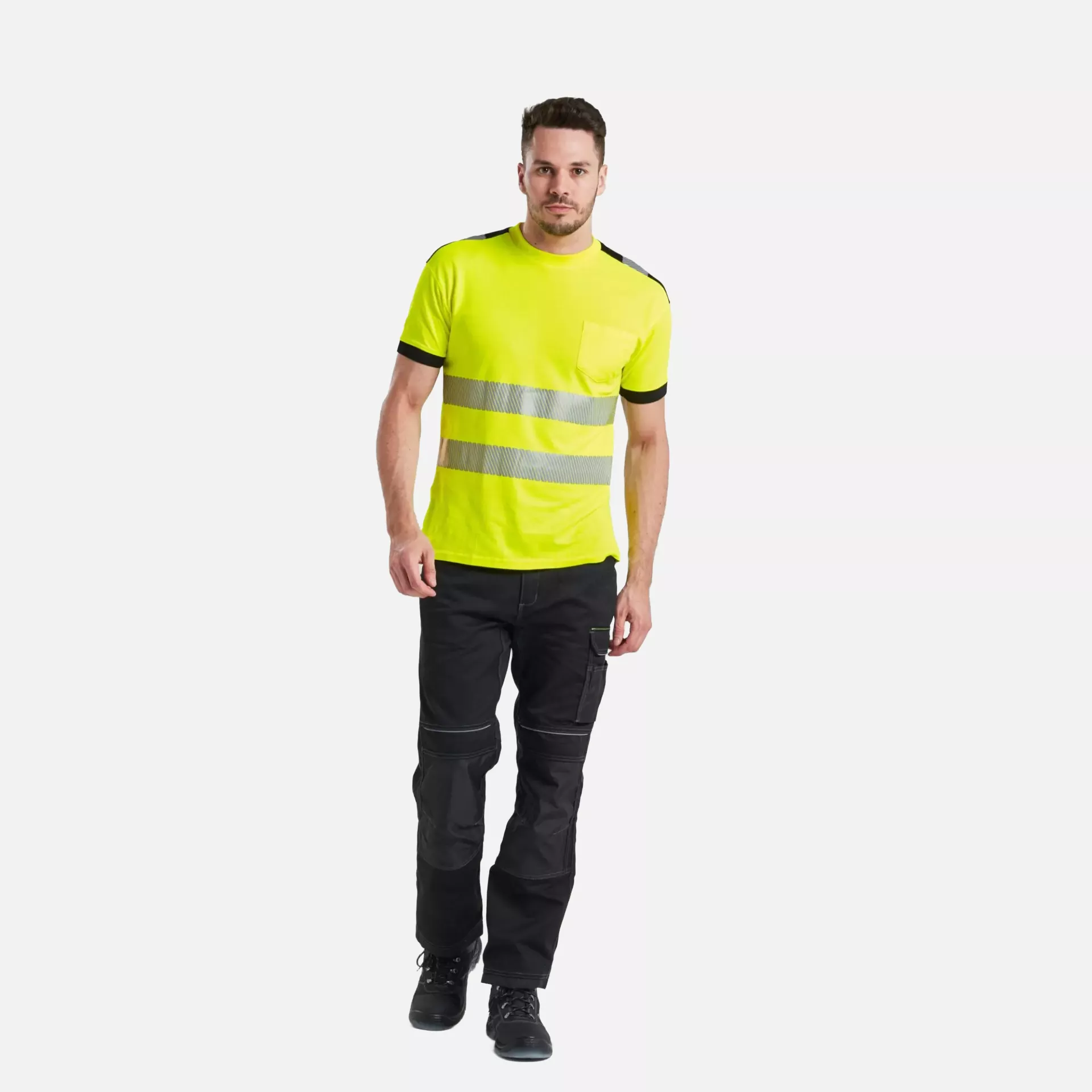 Portwest T181YBR, PW3 Hi-Vis Cotton Comfort T-Shirt S/S, Yellow/Black, image 4